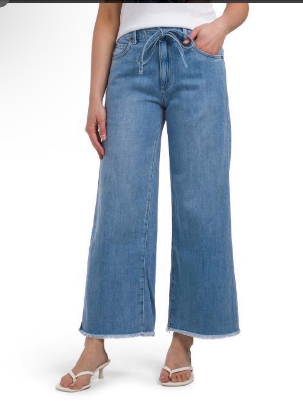 Kobi Halperin Kim Light Blue Wide-Leg Tie-Waist Jeans. MSRP $348
